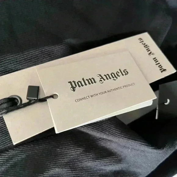 NWT PALM ANGELS FITTED RIBBED LONG SLEEVE CROPPED RIBBED T-SHIRT TEE BLACK L - Picture 10 of 11